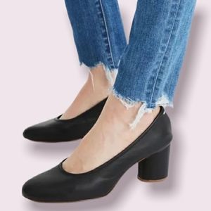 Madewell The Reid Pump Black Leather Heels